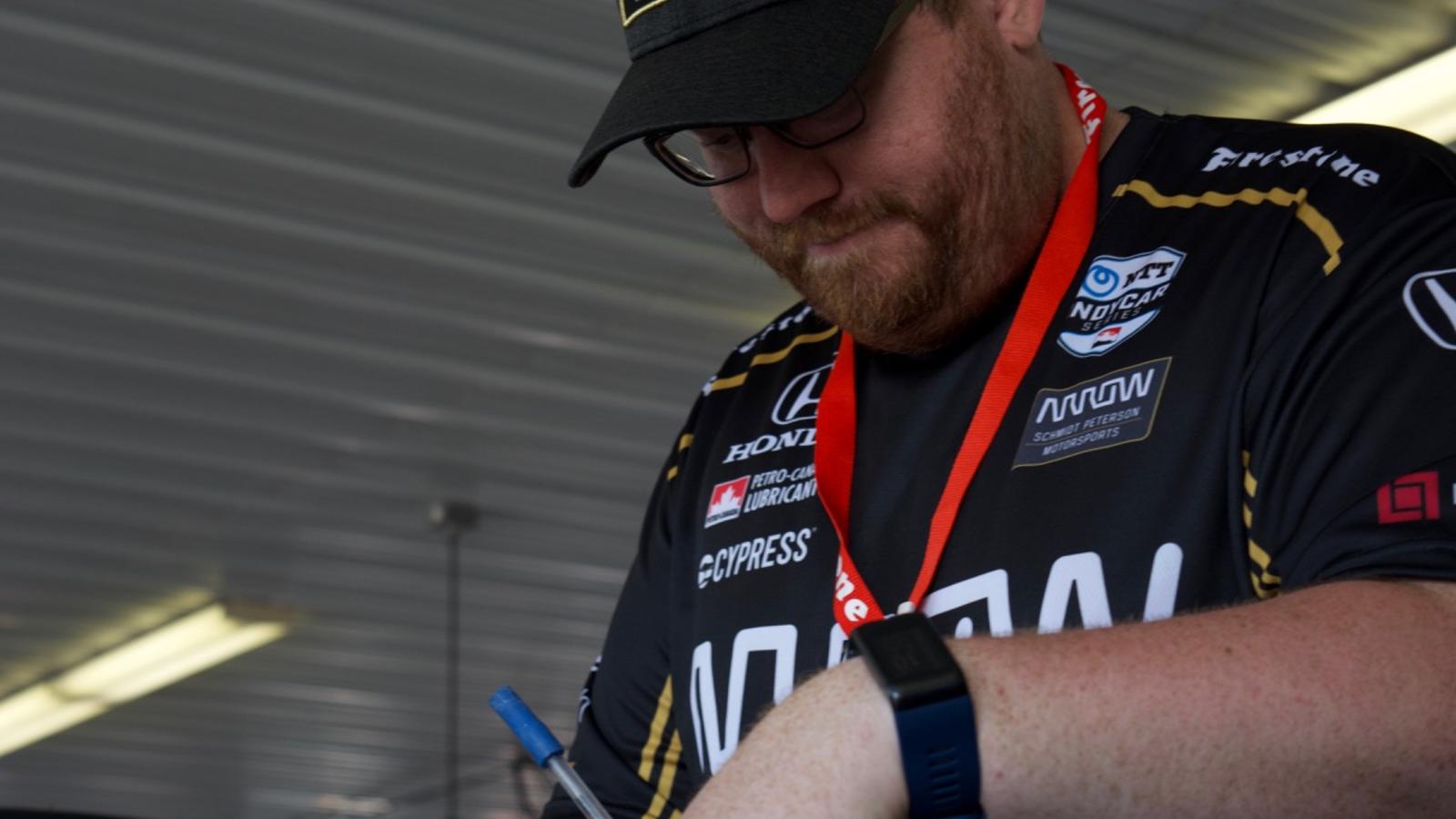 Stephen Brand of the Lincoln Tech East Windsor campus at the Pocono Raceway.