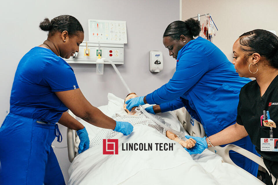 Practical nurse students training in a clinic environment.