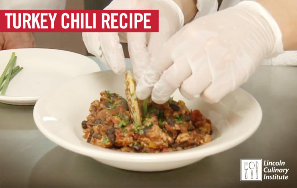Turkey Chili Recipe with Scallion Corn Cakes